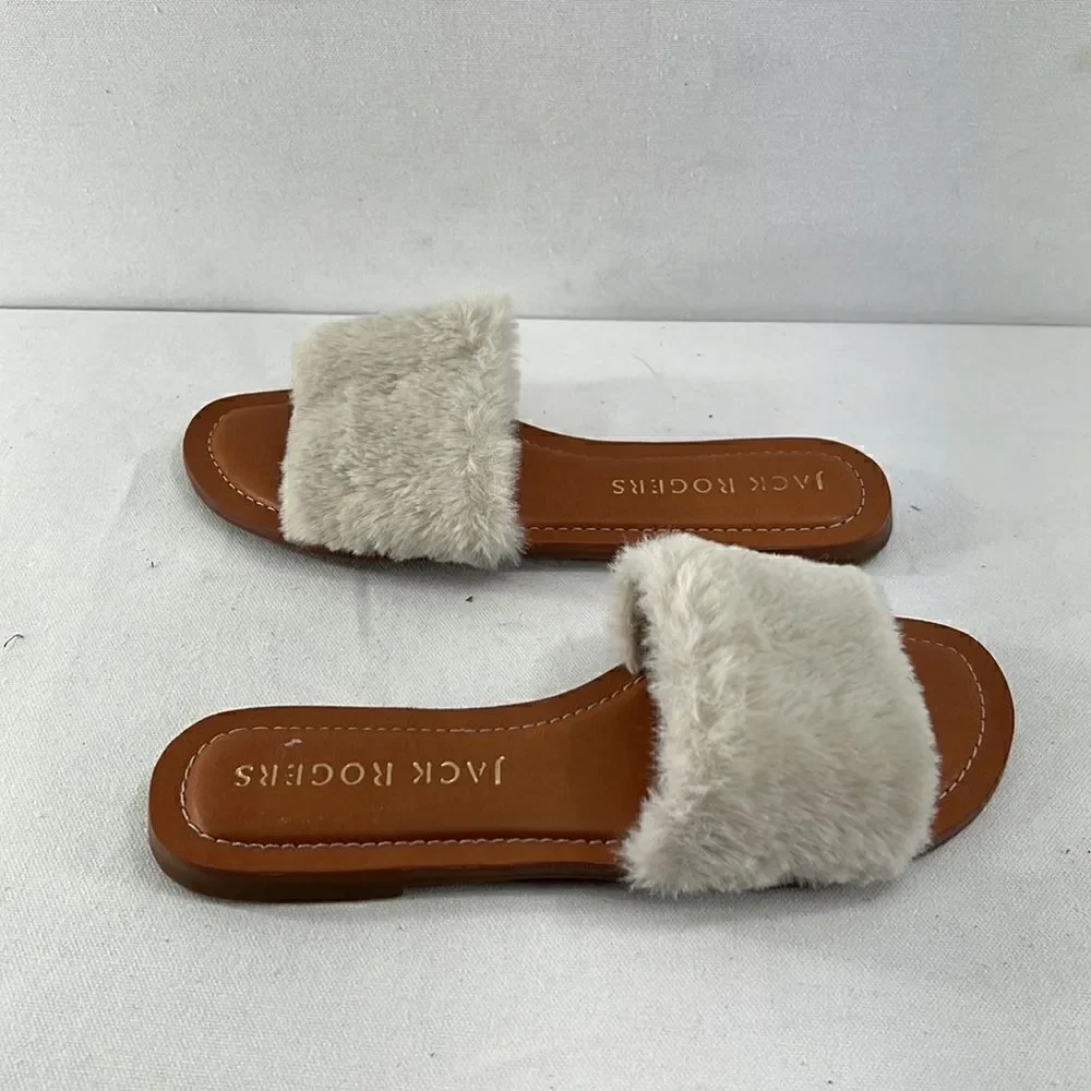 Jack Rogers Faux Fur Sabrina Slide Sandal Natural size 6.5 - Picture 5 of 7